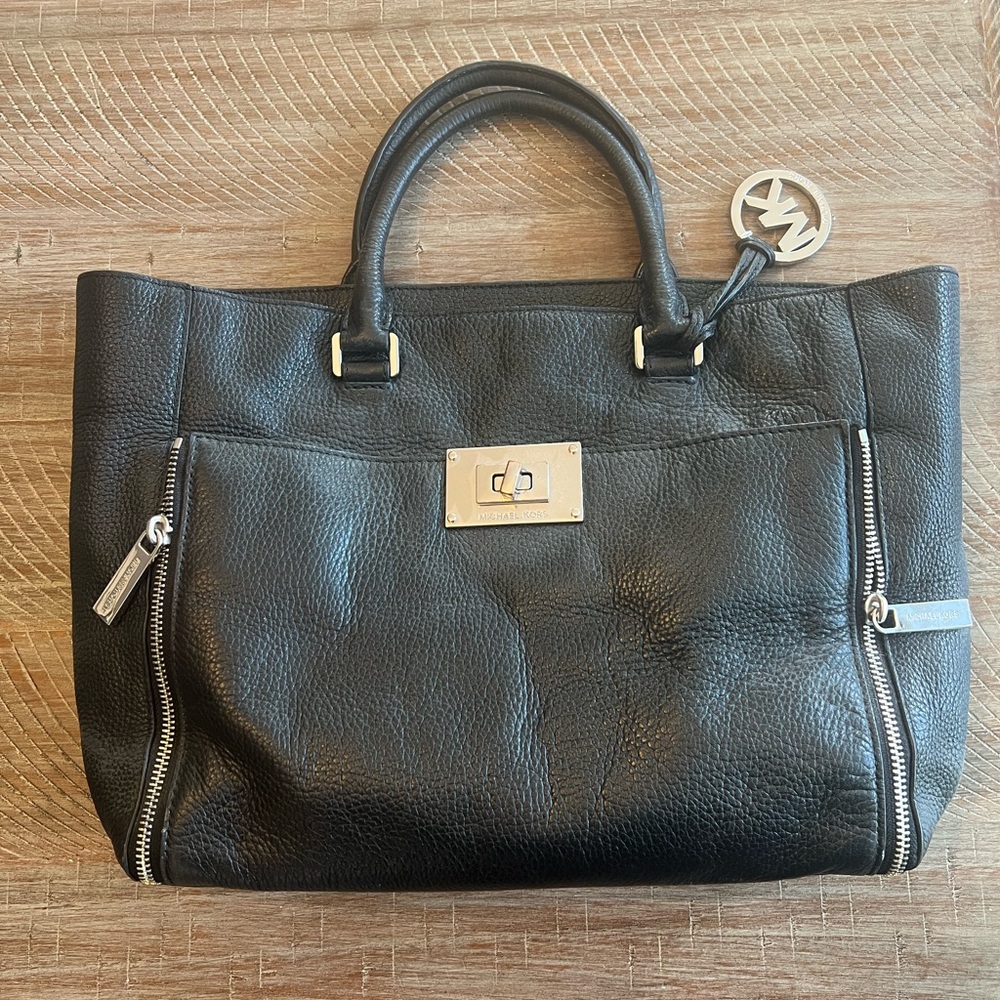 Michael Kors Black Pebbled Leather Satchel